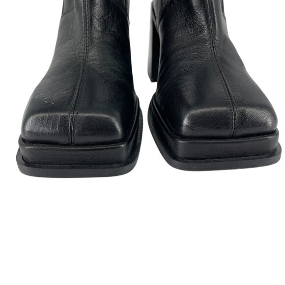 Urban Outfitters Charli Square Toe Boot Black Leather Y2k Style EU 38 US Size 7 - Picture 6 of 13